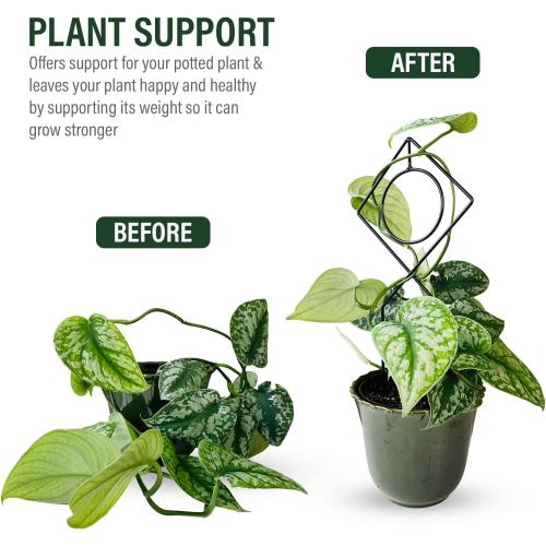 Metal Plant Support Stake for Indoor Climbing Plants, Pothos, Monstera, Philodendron and Vines, Plant Decor Accessories - Size: 17 x 7 (Boho, Black)