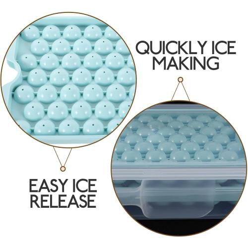 FENICAL Ice Sphere Maker Ice Cube Tray with Lid and Scoop Reusable Pp Material Easy Press Portable Design for Freezing Beverages in Freezer