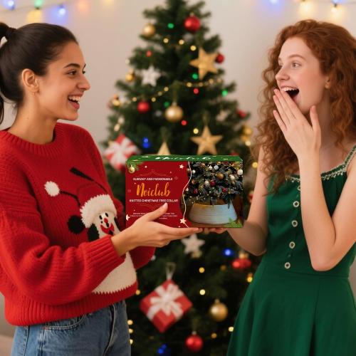 Christmas Tree Collar, Knit White Rustic Farmhouse Christmas Tree Skirt,Adjusted Christmas Tree Base Cover for Artificial Trees for 6ft 6.5 ft 7ft 7.5ft Tree