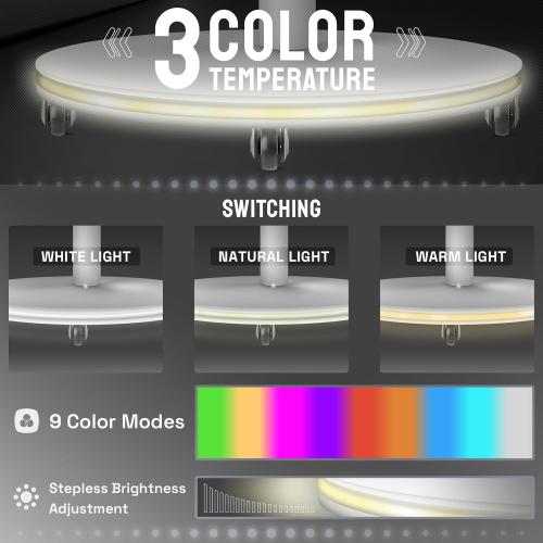 Mobile Floor TV Stand for 18-45 inch Screen with RGB Lights Base, Universal Swivel TV Stand, Height Adjustable, Tiltable, Holds up to100lbs, Equip with Scilent Wheels with Brakes