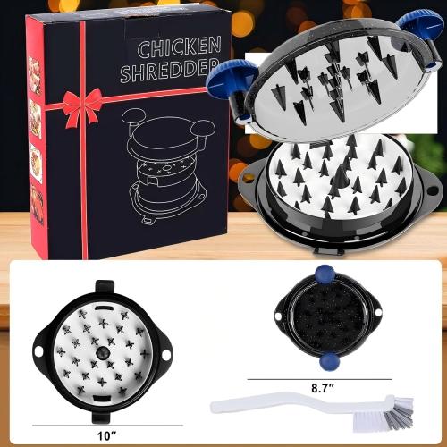 Chicken Shredder Tool Twist Pro - Large Meat Shredder for Chicken Breast, Pulled Pork, Beef with Upgraded Stainless Steel Spikes Wall Mounted Design BPA-Free Kitchen Essentials Gadgets (Blue/Black)