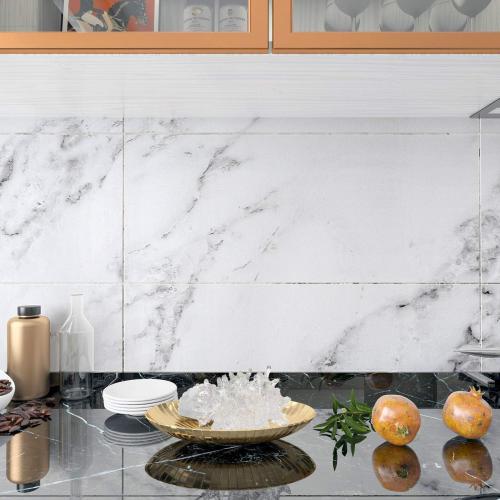 Decotalk 30x200 Countertop Vinyl Wrap Marble Contact Paper White Counter Cover for Countertops Waterproof Matte Marbles Contact Paper for Counter Top Removable Marble Wallpaper Peel and Stick