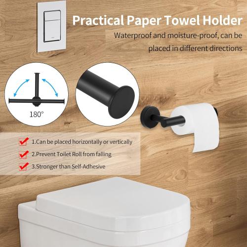 10PCS Matte Black Bathroom Hardware Set, Bathroom Accessories Set Include 24&16 inch Towel Bar, Robe Hook, Towel Ring, Toilet Paper Holder