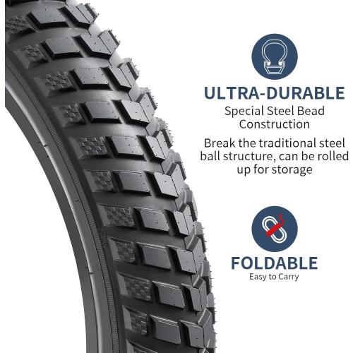 YUNSCM 26 Fat E-Bike Tire 26 x 3.0/76-559 Compatible with 26x3.0 26X3 Fat E-Bike All-Terrain Directional Tread Bicycle Tire (Y-1138)
