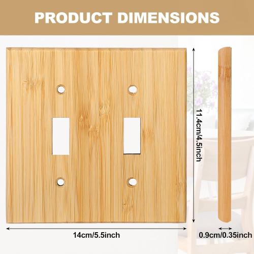 Pinkunn 10 Pcs Wood Light Switch Outlet Covers,Light Oak,Double Toggle
