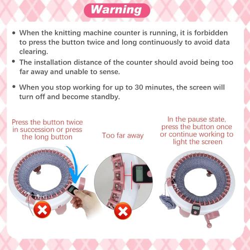 Knitting Machine Counter, Heyseri Row Counter for Knitting Machine - Attachable Magnetic Suitable for 32.40.48 Needle Row Counter - Pink