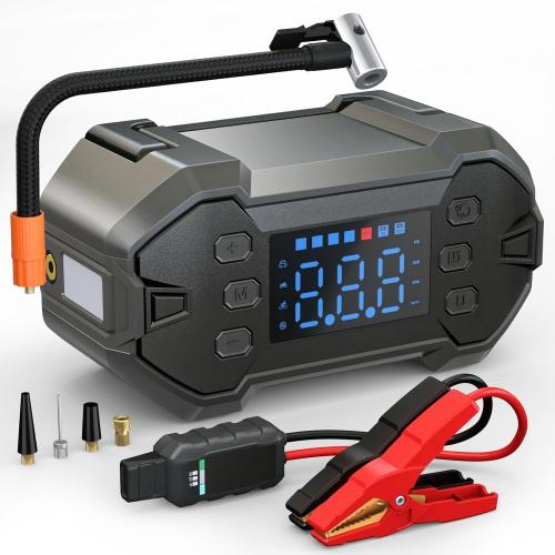 Jump Starter with Air Compressor, 150PSI 3000A Car Jumper Starter Battery Starter (8.0L Gas/8.0L Diesel) with Digital Tire Inflator, 12V Portable Battery Booster Jump Box Pack Air Pump
