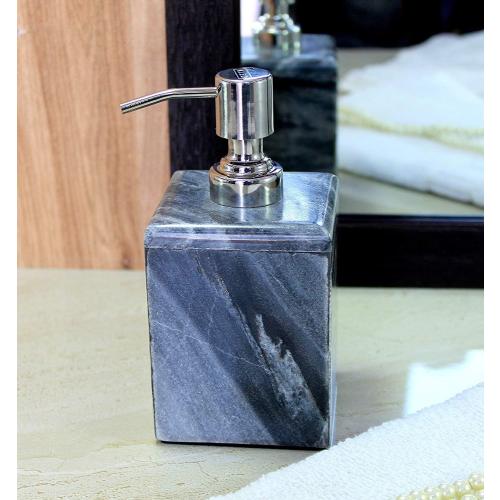 Lotion Dispenser Soap Dispenser - Made of Natural Stone - Bathroom Accessories Bath Set (Black)