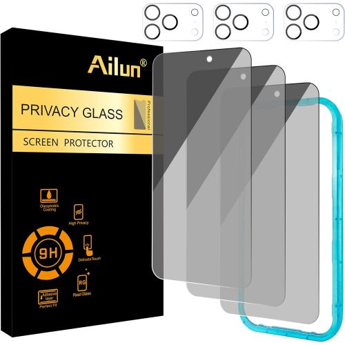 Ailun 3Pack for iPhone 17 Pro Privacy Screen Protector [6.3 inch]  3Pack Camera Lens Protector with Installation Frame,Dynamic Island Compatible,Anti Spy Tempered Glass[Not for iPhone 17/17ProMax/Air]