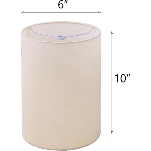 Wellmet No Assembly Required, 6 Diameter x10 High Lampshade, CreamWhite | Classic Modern Fabric Drum Shade, Traditional Replacement Lamp Shades for Table, Bedside, Floor Lamps, Metal Spider Fitter