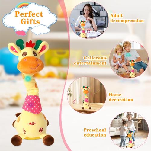 Dancing Giraffe Toy Stuffed Animal Baby Toys Singing Song Toddlers Toy Repeats What You Say Glowing Musical Toy for Baby Birthday Gift Groovy Giraffe Toy