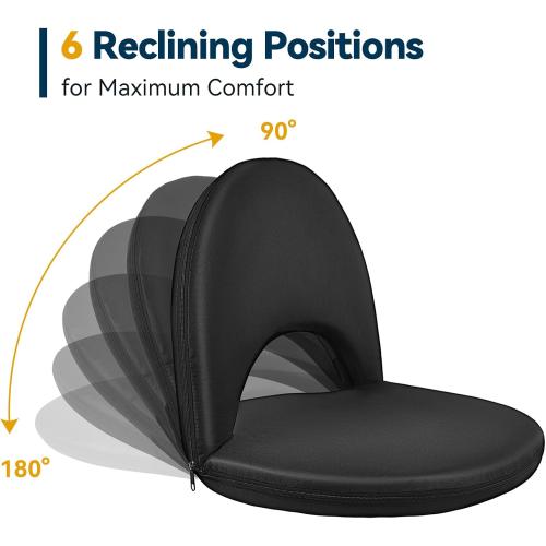 Floor Chair - Reclining Stadium Seats with Back Support, 6 Position Adjustable - Portable Beach Chair, Recreation Recliner for Outdoor Camping Picnic