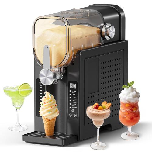 Slushie Machine, No Ice Needed Slushy Maker for Home, Real-Time Temp Display, Frozen Drink Maker with 6 Preset Programs for Ice Cream, Frappés, Milk Shake and More, Black, 1 Pack 3Modes