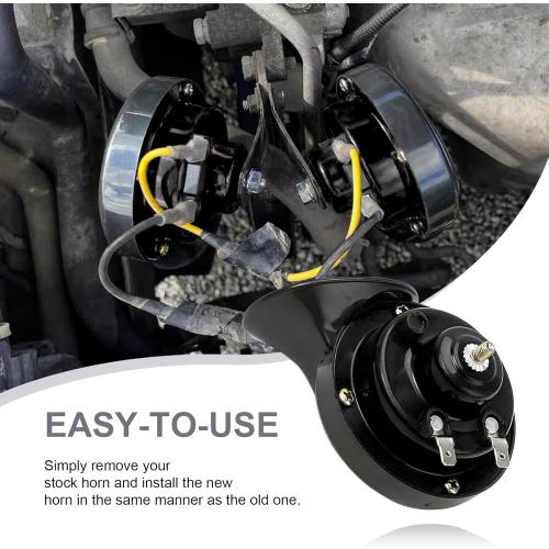 Augeny 300DB Super Loud Car Horn, 12V Waterproof Car Air Electric Snail Horn, Universal Accessories for Car, Motorcycle, Truck, Bike, Boat (Black TZ-101, 1 PCS)