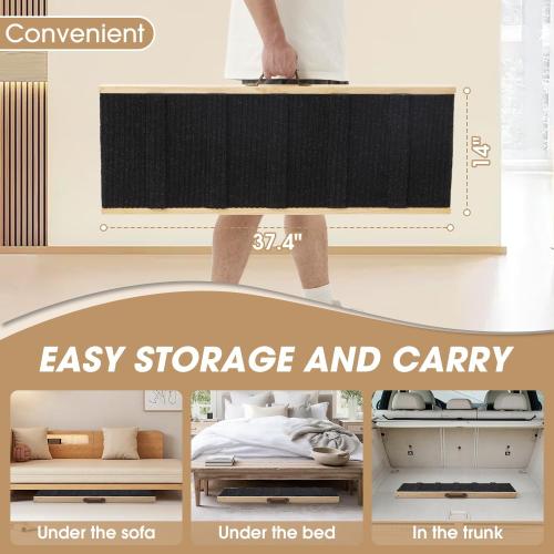 Dog Ramp for Couch, Wooden Dog Ramp for Low Bed,Sofa,Stairs , 6 Adjustable Height from 12'' to 22, Portable Stable Pet Steps with Non-Slip Pad for Small Medium Dogs Old Dogs & Cats, up to 90 lbs