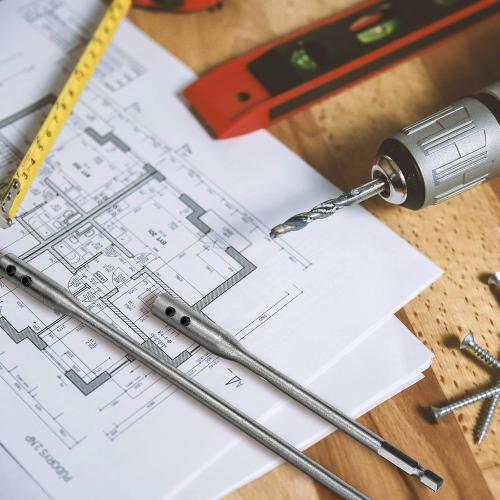 Hotop 4 Pieces 1/4 Extension Drill Bit Set Wood Spade Drill Bit Extension, 6 and 12 Inches with 2 Pieces Key, Use with High-Carbon Steel Wood Spade