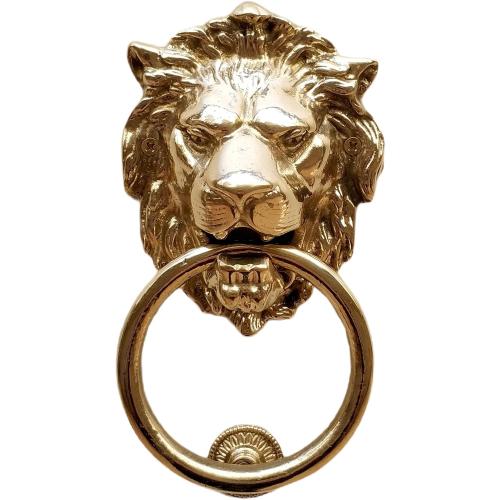 Size 6.5 Lions Head Door Knocker,inches,Solid Brass,Regency Period(Polished Brass)
