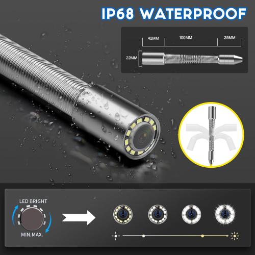 Sewer Camera 100ft/30m,0.9in/22mm Pipe Inspection Camera with 12pcs LEDs Light, 4.3 Screen 1000TVL Plumbing Snake Borescope with 4500mAh Battery DVR Recorder, Included 16GB Card