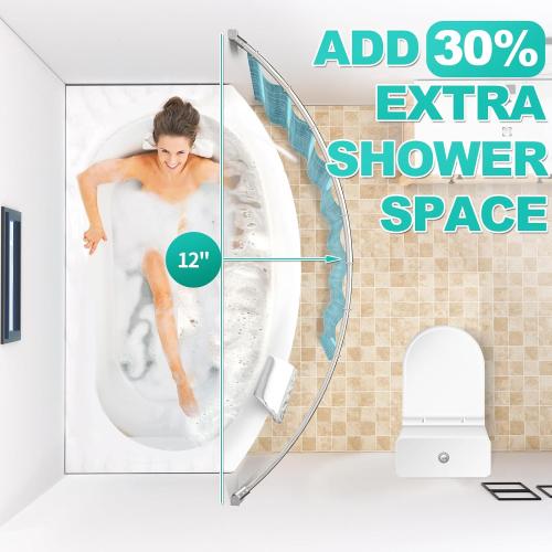 Curved Shower Curtain Rod For Bathroom 38-72 Inches, Adjustable Length, Curved Shower Rod, Metal Rods&Brackets, Round Shower Curtain Rods, Rotate Bracket For Large Shower Space, Need Drilling, Nickle
