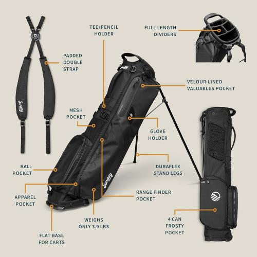 Sunday Golf El Camino Bag - Lightweight Golf Stand Bag with Strap | 3.9 pounds, Easy to Carry, For Driving Range, Par 3 and Standard Courses