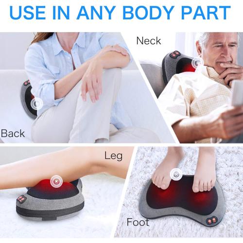 Papillon Shiatsu Back and Neck Massager with Heat, Deep Tissue Kneading,Electric Massage Pillow for Back,Shoulders,Legs,Foot,Body Muscle Pain Relief,Use at Home,Car,Office