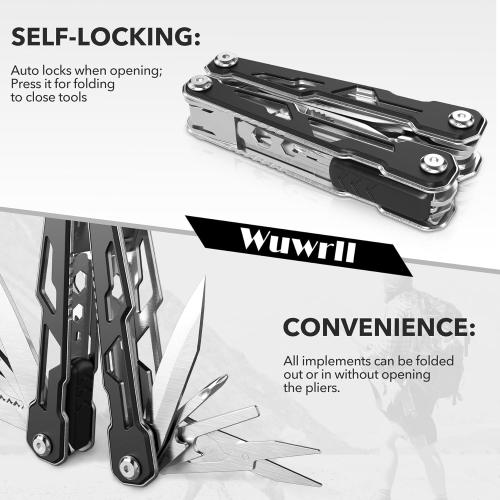 Multitool with Safety Locking,16-in-1 Multi Tool Stainless Steel Pocket Knife Set with Pliers, Upgrade Camping Tool Gifts for Men,for Survival, Camping, Hiking, Outdoor 6 Pcs