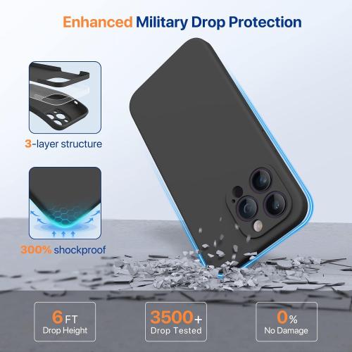 Miracase Silicone for iPhone 14 Pro Case, Black