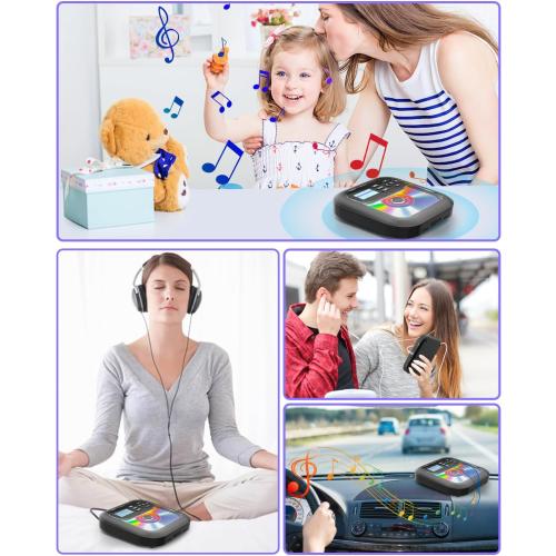 Portable-CD-Player with Bluetooth - Rechargeable with FM Transmitter, Dual Speakers, Headphones and AUX Use for Car Travel Home