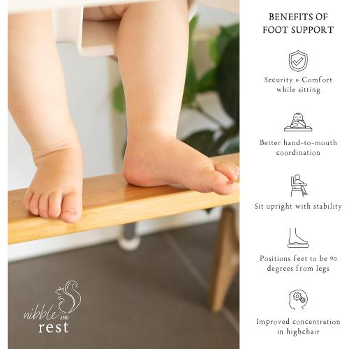 Nibble and Rest Woodsi Footsi Highchair Footrest for IKEA Antilop, Bamboo Wooden Footrest, Height Adjustable, High Chair Accessories,Suitable Footstool with Rounded Corners