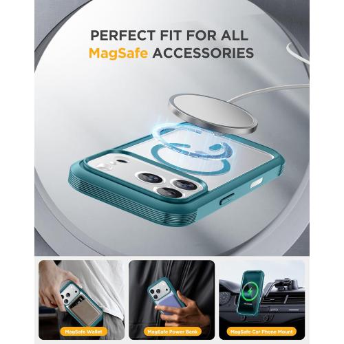 Miracase for iPhone 17 Pro Max Case 6.9 Full-Body Phone Case with Built-in Glass Screen Protector& Full Camera Protector,[Magnetic with MagSafe] Drop Proof 17 ProMax Cover, Green
