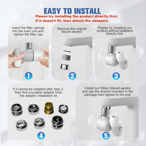 4 Modes Multifunctional Kitchen & Bathroom Water Filter for Sink Faucet with 2pcs Replacement Filters - 99.9% Chlorine Removal - Skin Hydration in 2 Weeks-Compatible with Most of Faucet