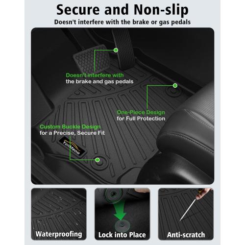 Floor Mats & Cargo Liner Custom for Chrysler Pacifica 2017-2024 2025 Hybrid 7-Seater Touring (Not for Pinnacle) All Weather TPE Rubber Trunk Mat Automotive Floor Liners for Pacifica 2025 Accessories