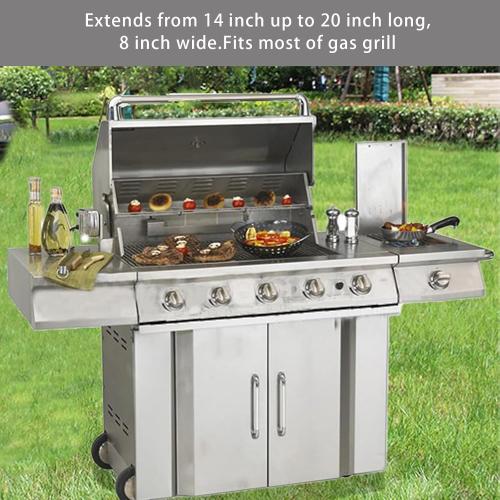 Adjustable Cast Iron Grill Grates, Universal Cooking Grid Grates Replacement for Gas Eletric Grill, Extends from 14 to 20 L, 8 Wide, 3 Pack