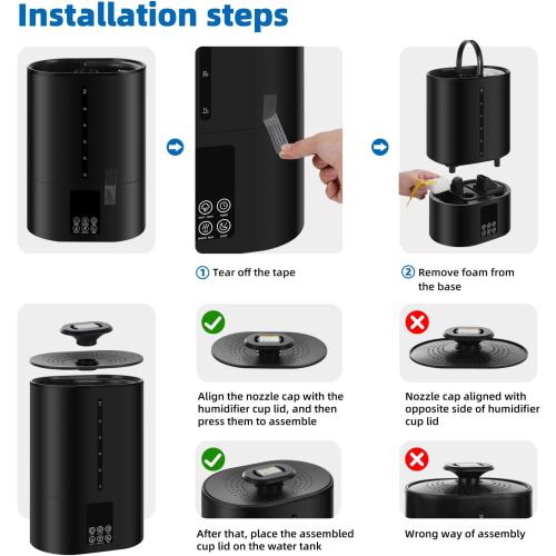6L Humidifiers for Bedroom Large Room Home,Cool and Warm Humidifier for Baby and Plants Hot Mist Top Fill Desk Humidifiers Oil Diffuser,Quiet,Adjustable Mist,360°Nozzle-Black(2026 Upgraded)