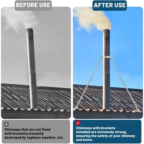2025 Update 8 Extended Roof Bracket Kit, Adjustable Extended Roof Brace for Securing 8 Diameter Stove Pipe, Providing Stability to The Chimney Against Wind and Snow‼️bracket bent‼️