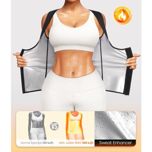 Junlan Sauna Suit for Women Waist Trainer Vest for Women Sweat Tank Top Shaper for Women with Zipper