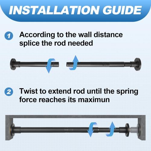 CorkLatta Black Shower Curtain Rod 31 to 80 Inch,1 Inch Diameter Adjustable Spring Tension Stainless Steel Telescoping Rod,Easy Install,No Rust