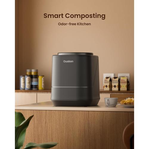Electric Composter for Kitchen - 4L Smart Countertop Compost Bin Turn Kitchen Waste into Fertilizer Compost Maker, Odorless, Low Noise, Auto-Clean, 2025 New Home Food composting Machine, Black