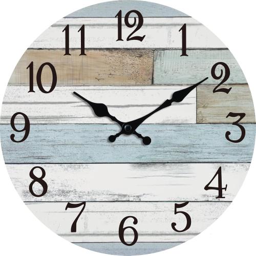 KECYET 16 Inch Large Wall Clock Battery Operated Silent Non Ticking Coastal | Round analog clock; large easy-read dial for bathroom, kitchen, bedroom & living room; 1 AA battery (not included)