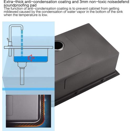 33 Inch Black Drop In Kitchen Sink Workstation - VOKIM 33x22-Inch Drop In Sink Stainless Steel Top Mount 16 Gauge Single Bowl 10'' Deep Handmade Kitchen sink with Cutting Board& Strainer