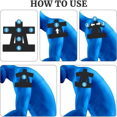 15 Pcs Precut Kinesiology Tape for Shoulder，Shoulder Tape for Shoulder Pain Relief Pre Cut，Waterproof, Breathable, Hypoallergenic Athletic Tape for Support and Protection(Black)