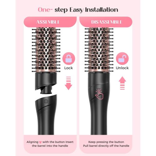 5 in 1 Curling Iron with Thermal Brush and 4 Interchangeable Ceramic Barrels(1/2 to 1 1/2 inch), Curling Wand Set with Flat Iron, Fast Heating, Dual Voltage Hair Curler, Gifts for Women
