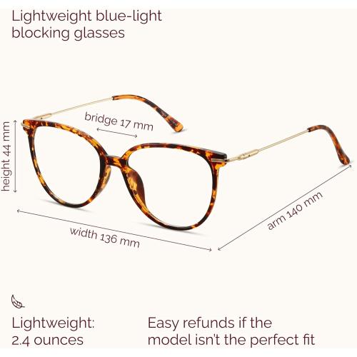 Gaoye Blue Light Blocking Glasses - Trending Round TR90 Frames, Metal Arms, UV400 Protection - Matching Soft Case