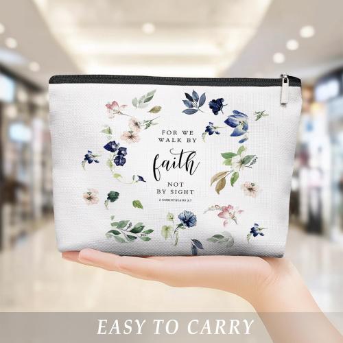 Christian Floral Makeup Bag, Christian Gifts for Women, Bible Scripture 1 Corinthians 5:7 Floral Cosmetic Bag, Religious Gifts Zipper Pouch Makeup Pouch