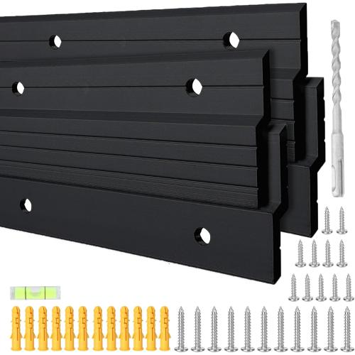 French Cleat Hanger 41 inch - 2 Pairs Heavy Duty Aluminum Alloy Z Bar Clips Picture Hanging Kit Wall Mounting 500 lbs Load Interlocking Brackets Mirror Hanging Hardware Frame Hanger, Black