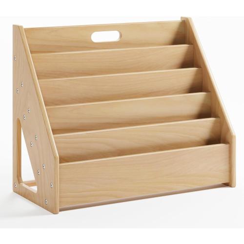 Front-Facing Montessori Bookshelf,5 Tier Book Display Shelf for Toddler,Kids Storage Magazine Rack,Solid Wood Bookcase Organizer,Perfect for Playroom,Bedroom,Study Living Room,Nursery,Classroom
