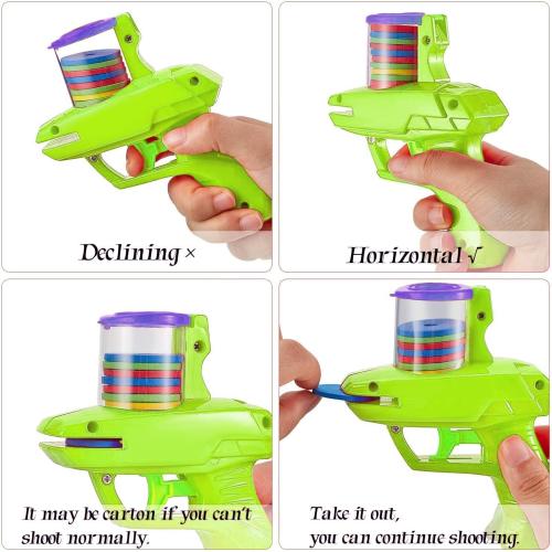 Sumind 2 Pcs Foam Disc Shooter Disc Launcher Zip Shot Shooter Blasters for Birthday Gifts Family Gatherings Games Outside Yard Activities (Orange,Green)