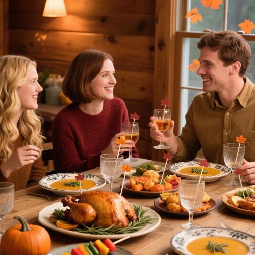 Fall Thanksgiving Cocktail Picks, 200 Pcs Maple Leaves Cocktail Toothpicks, Fancy Bamboo Toothpicks Skewers for Appetizers Charcuterie Food Fruit Drinks AutumnThanksgiving Themed Party Decor Supplies