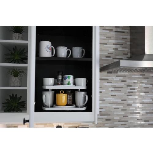 2-Tier Spice Rack Organizer for Cabinet | Rotating Lazy Susan Spice Organizer Holds 40 Spice Jars | Countertop & Pantry Spice Shelf for Kitchen Organization & Storage (White)