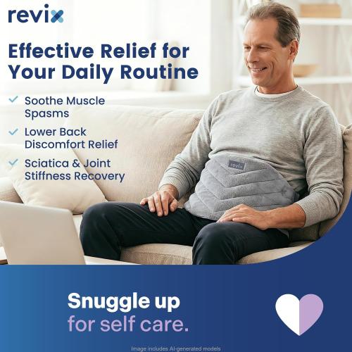 REVIX Microwave Heating Pad for Back, Wearable Moist Heat Waist Wrap, Gray